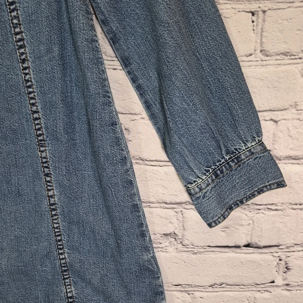 Gap Kids Snap-Up Denim Dress Size 6-7 Long Sleeve